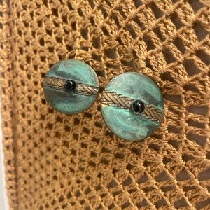 Vintage Western Green & Gold Earrings